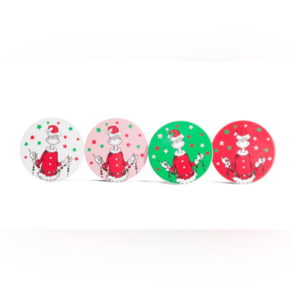 GRINCH Set Of 4 Grinch Holding Ornaments Coasters